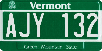 VT license plate AJY132