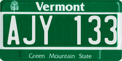 VT license plate AJY133