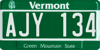 VT license plate AJY134