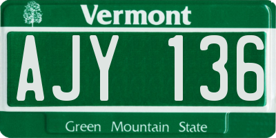VT license plate AJY136