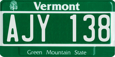 VT license plate AJY138