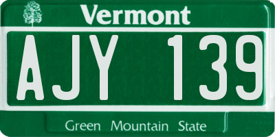 VT license plate AJY139