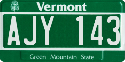 VT license plate AJY143