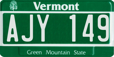 VT license plate AJY149
