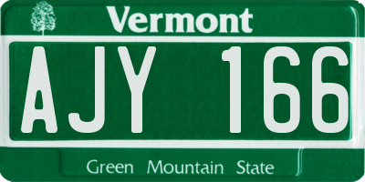 VT license plate AJY166