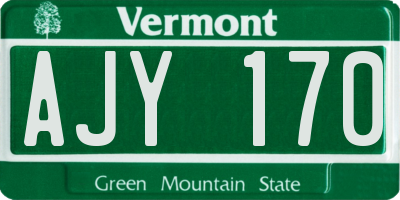 VT license plate AJY170
