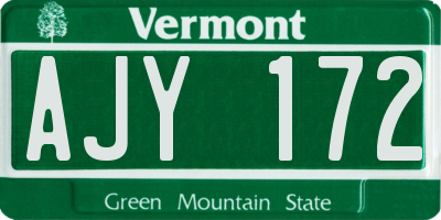 VT license plate AJY172