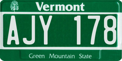 VT license plate AJY178