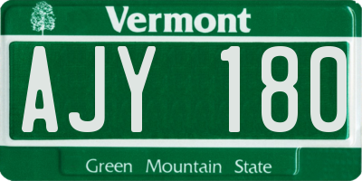 VT license plate AJY180