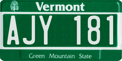 VT license plate AJY181