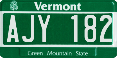 VT license plate AJY182