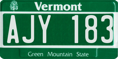 VT license plate AJY183