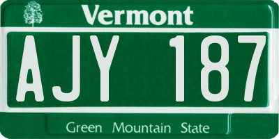 VT license plate AJY187