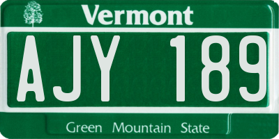 VT license plate AJY189