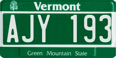 VT license plate AJY193