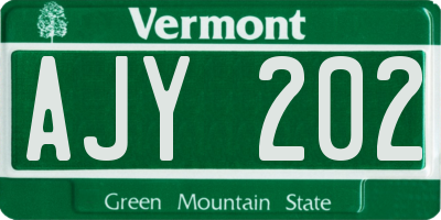 VT license plate AJY202