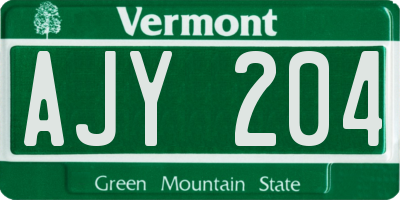VT license plate AJY204