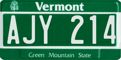 VT license plate AJY214