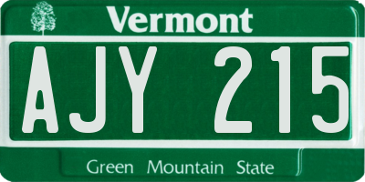 VT license plate AJY215