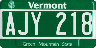 VT license plate AJY218