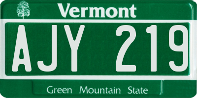VT license plate AJY219