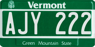 VT license plate AJY222