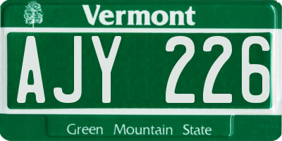 VT license plate AJY226