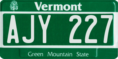 VT license plate AJY227