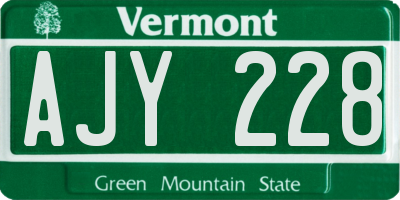 VT license plate AJY228
