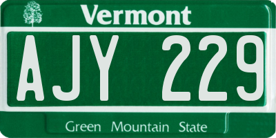 VT license plate AJY229