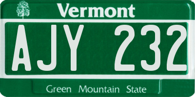 VT license plate AJY232