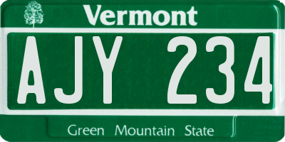 VT license plate AJY234