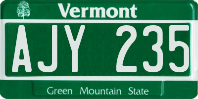 VT license plate AJY235