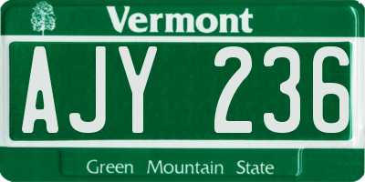 VT license plate AJY236