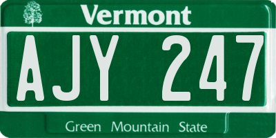 VT license plate AJY247