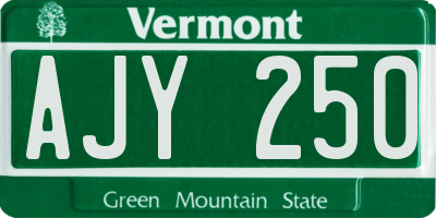 VT license plate AJY250