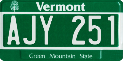 VT license plate AJY251
