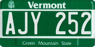 VT license plate AJY252