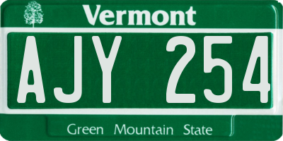 VT license plate AJY254