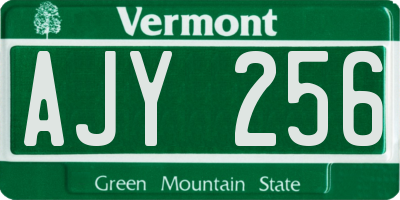VT license plate AJY256