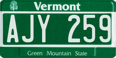 VT license plate AJY259