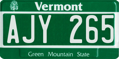 VT license plate AJY265
