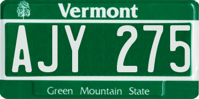 VT license plate AJY275