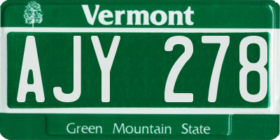VT license plate AJY278