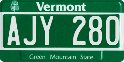 VT license plate AJY280