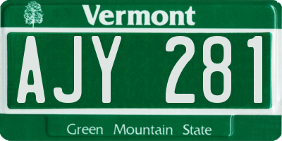 VT license plate AJY281