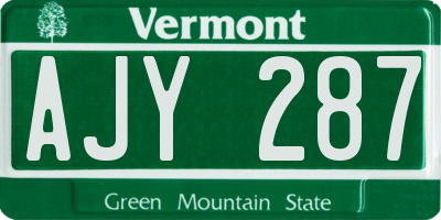 VT license plate AJY287