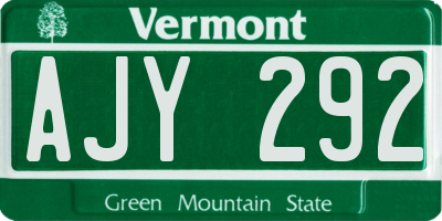 VT license plate AJY292