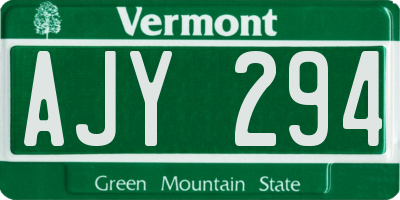 VT license plate AJY294