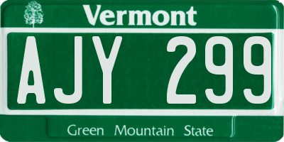 VT license plate AJY299